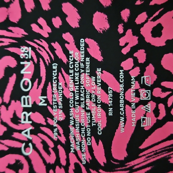 CARBON38 SET Electric Pink Swirly Leopard Print Leggings & Sports Bra~ Med, NWOT - Picture 5 of 14
